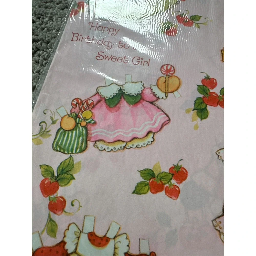 American Greetings Vintage Strawberry Shortcake Gift Wrap 2 Sheets 20 x 30 in